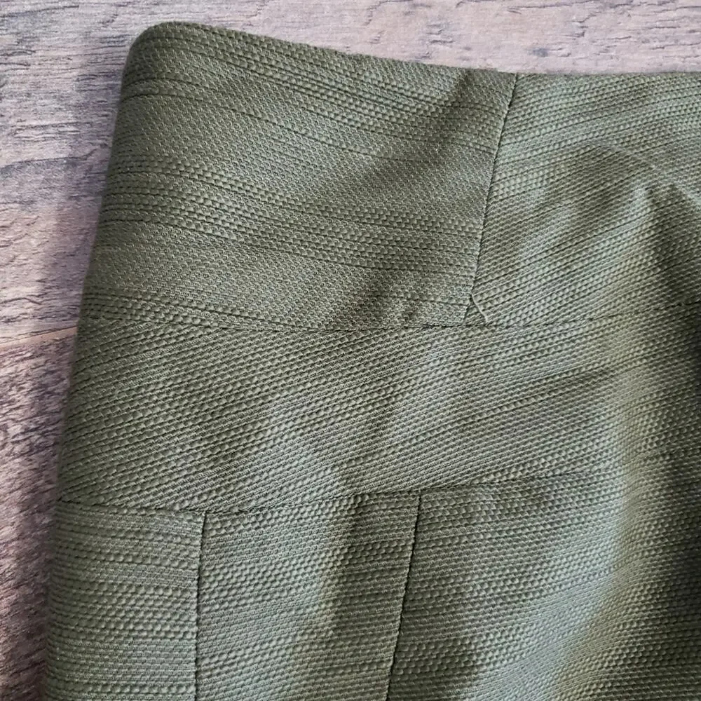 Ann Taylor Space-dyed‎ Striped Pencil Zip Green Lined Mini Skirt Women's